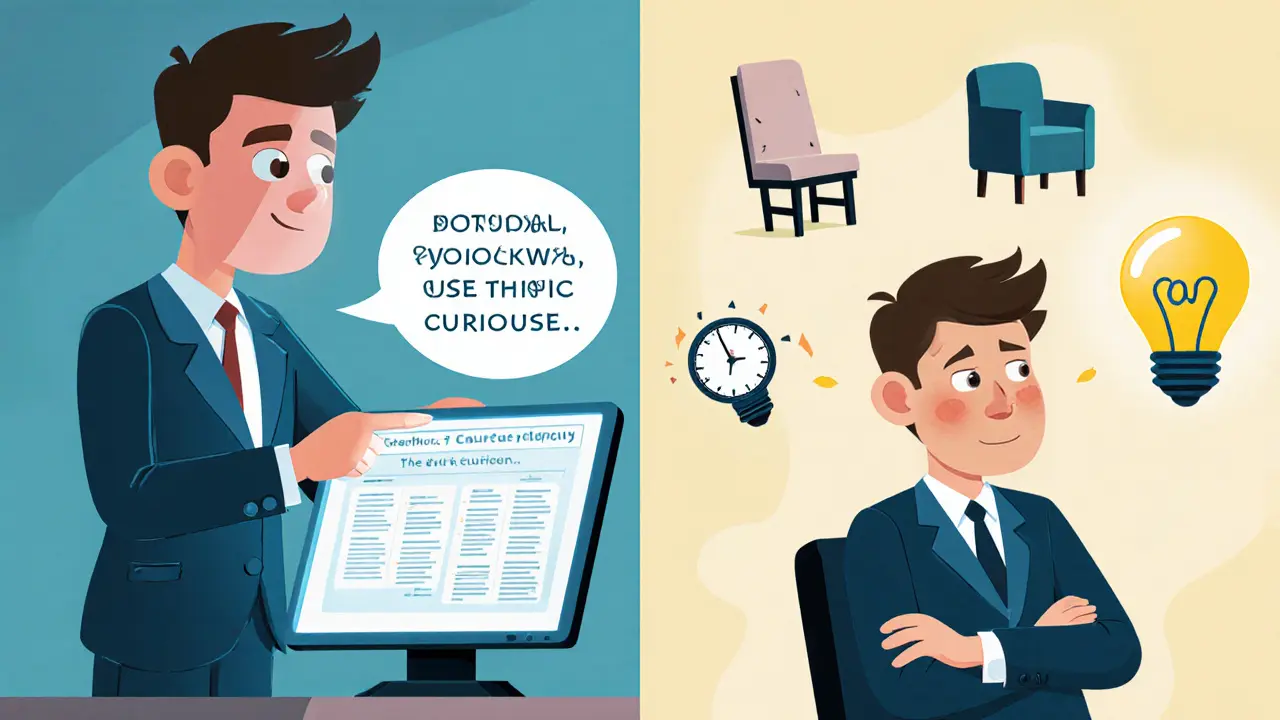 Контраст между навязчивой продажей и искренним слушанием в мультяшном стиле.