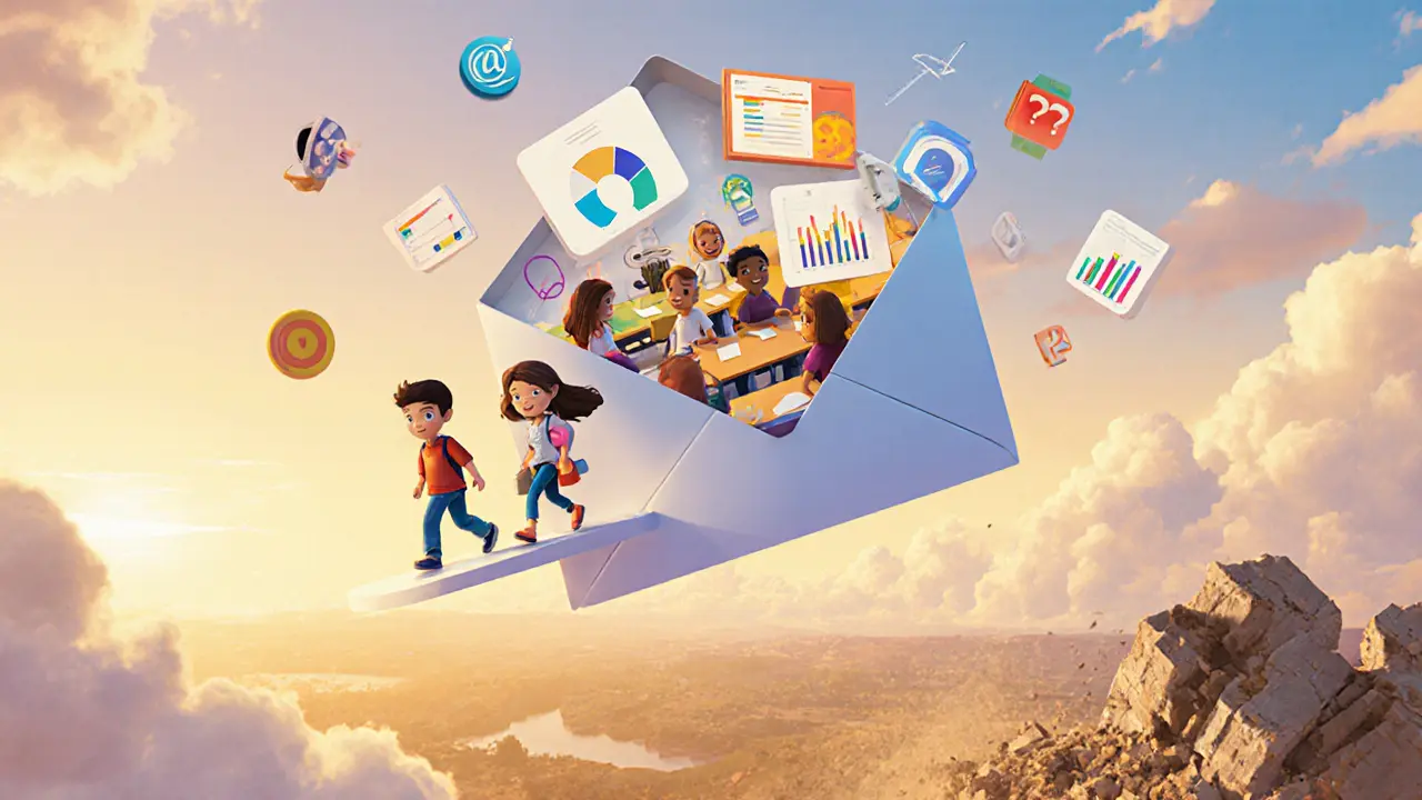 Письмо-вход в интерактивный класс, где студенты прямо из почты попадают в учебную среду.