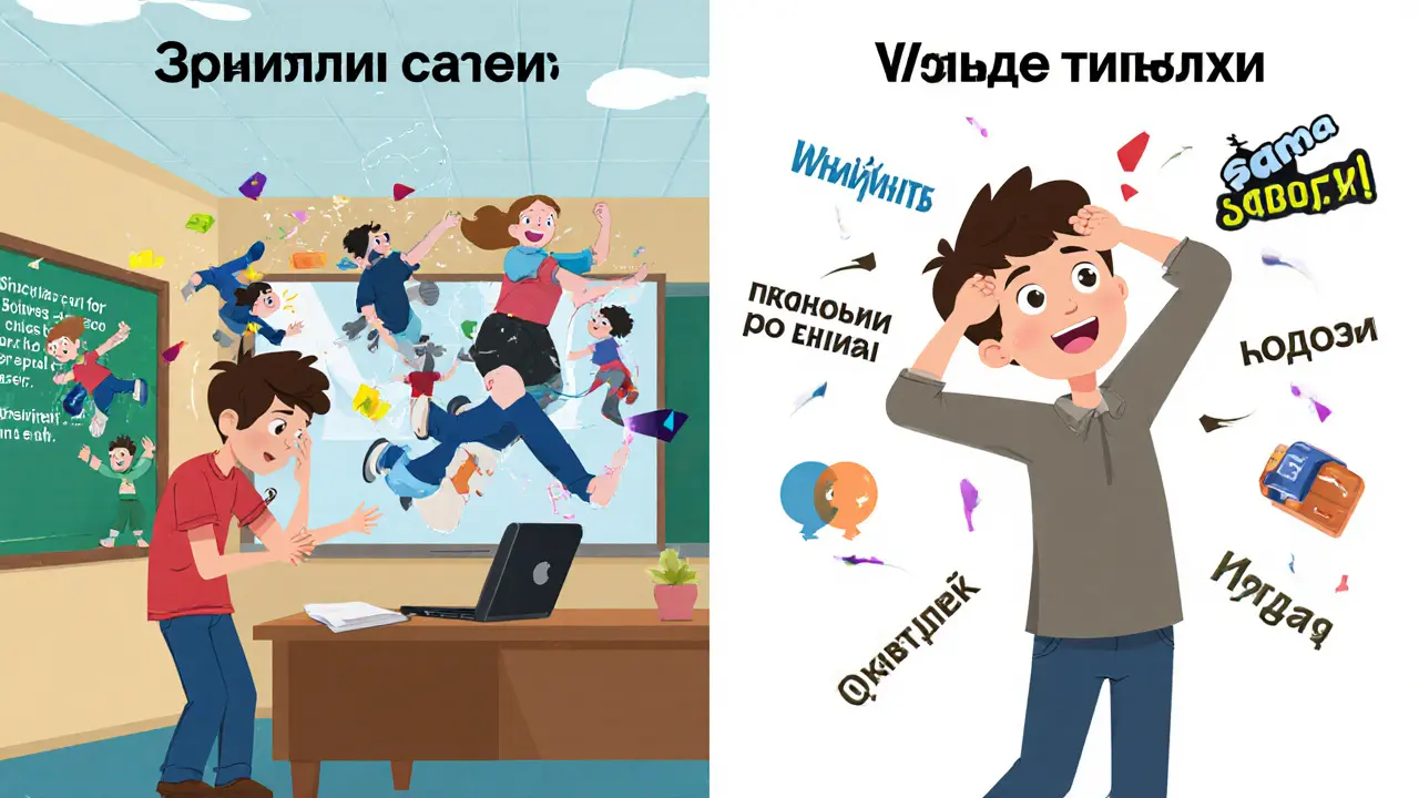 Сравнение хаотичного и упорядоченного видеоролика с выражениями эмоций учеников.