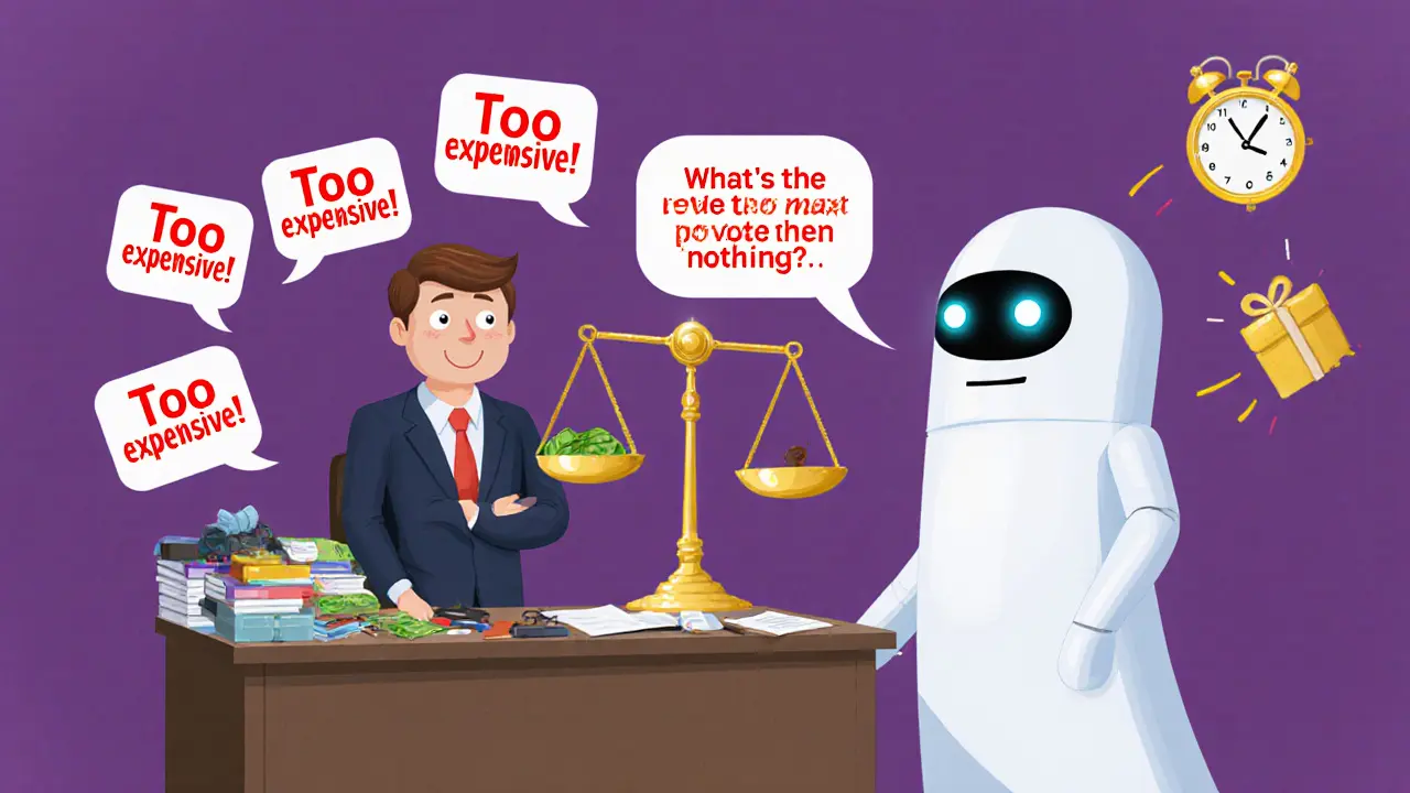 ИИ-ассистент помогает менеджеру ответить на возражение по цене с золотой фразой.