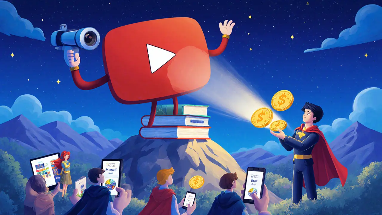 Герой-видео на горе раздаёт золотые монеты только тем, кто купил курс, а CPA-агенты помогают внизу.