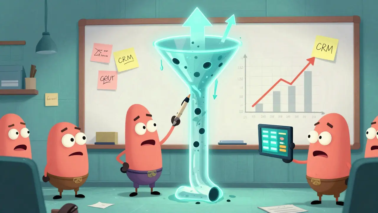 Команда ведет мозговой штурм с анимированными графиками и превращает утечку в эффективный воронку продаж.