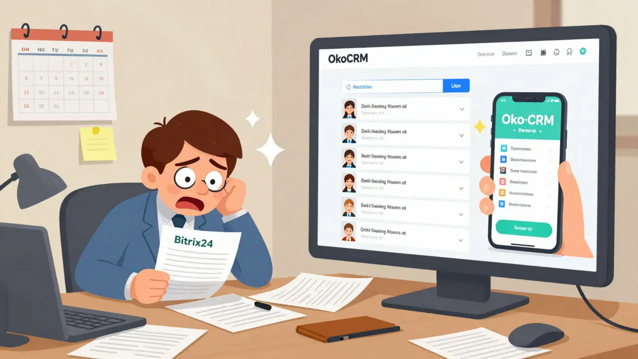 Контраст: хаос бумажек против умной CRM с автоматическими уведомлениями.