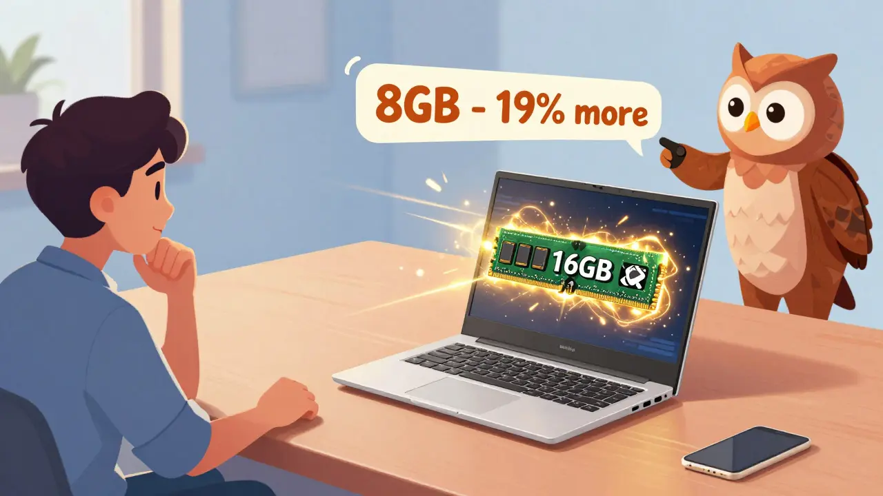 Покупатель выбирает между базовой и улучшенной версией ноутбука с подсветкой преимуществ.