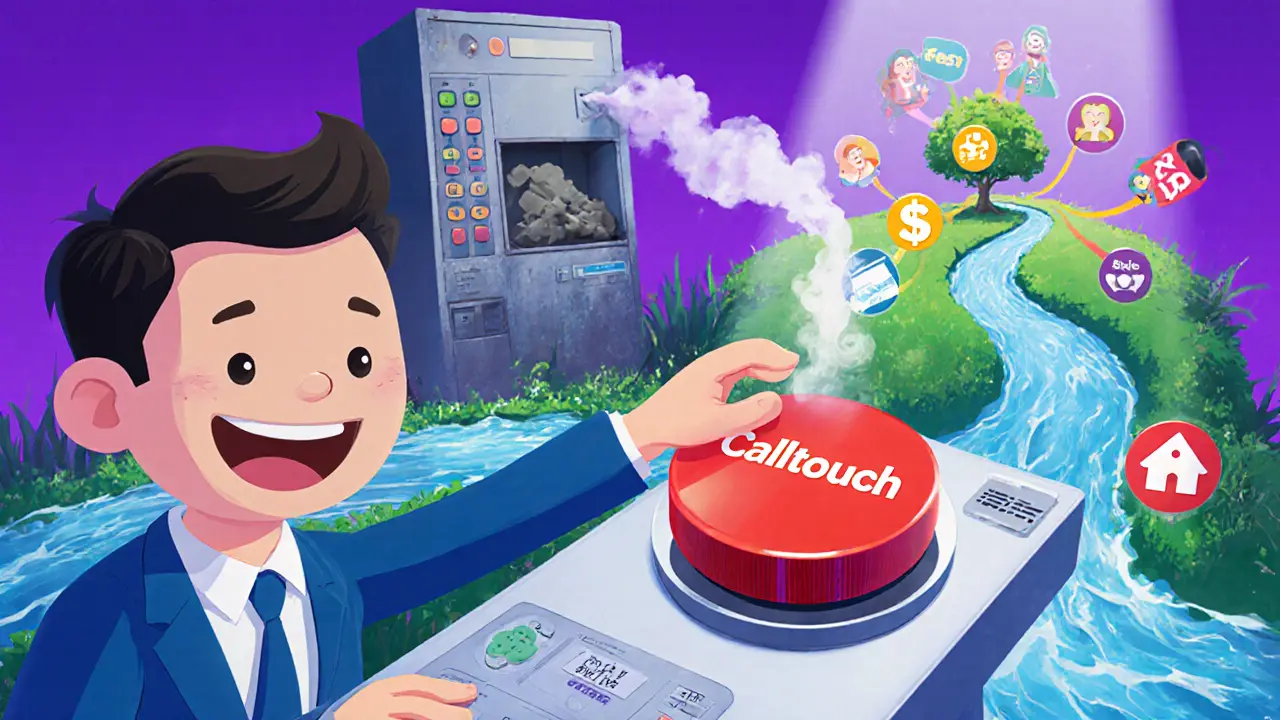 Предприниматель нажимает кнопку Calltouch, и поток данных превращается в дерево клиентов — простота и успех.