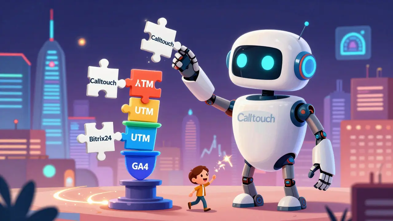 Робот собирает мультиканальную воронку из плавающих элементов, а клиент проходит через неё, оставляя следы данных.