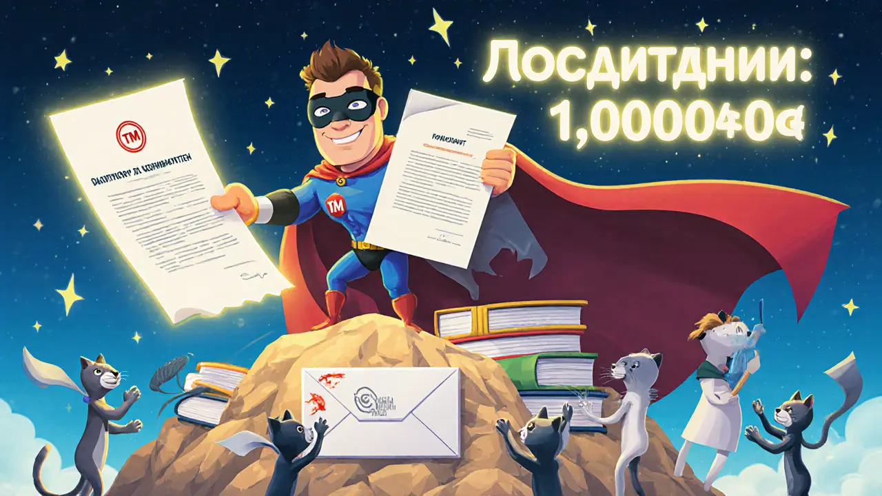 Супергерой-предприниматель защищает свой курс от копировщиков с помощью юридических щитов и контракта.