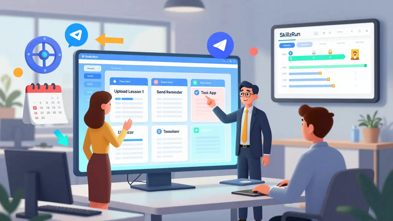 Команда использует Weeek для управления задачами марафона: доска с задачами, уведомлениями и календарем.