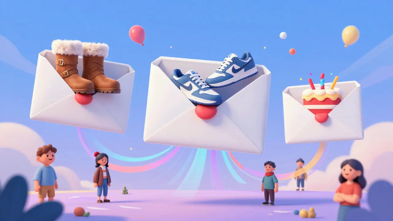 Персонализированные письма в виде разделяющихся конвертов с товарами, соответствующими поведению пользователей.