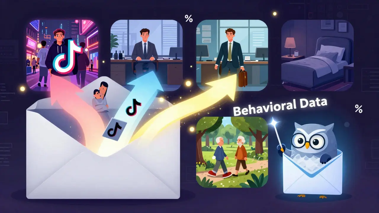 Разделенный почтовый конверт ведет к четырем разным аудиториям, управляемым мудрой совой.