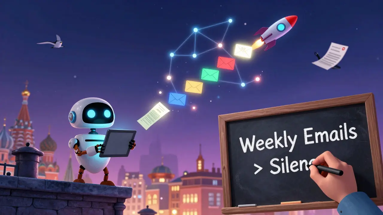 Робот отправляет письма-ракеты в небо к 1427 подписчикам в российском городе.