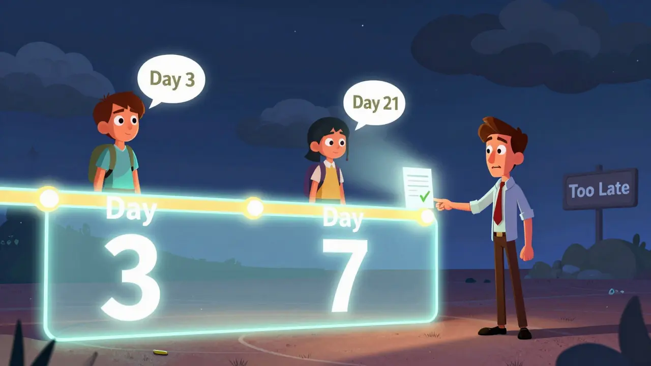 Хронология опросов: день 3, день 7 и день 21, с акцентом на оптимальное время для обратной связи.