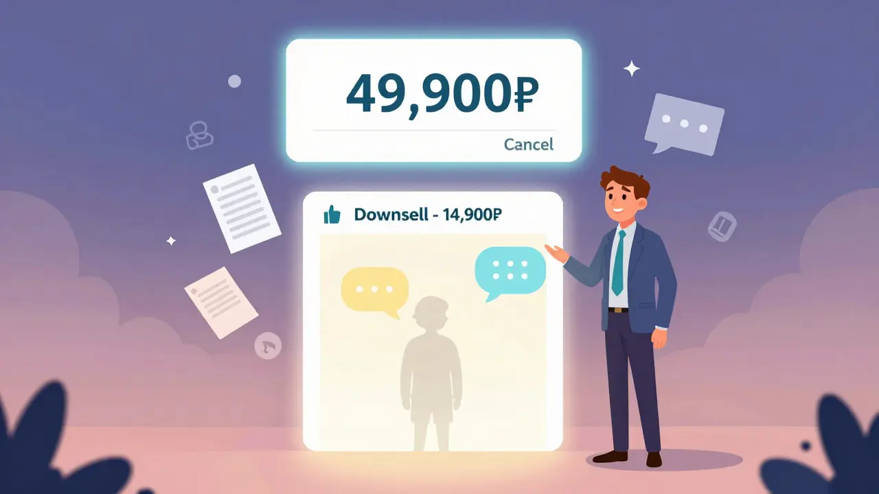 Клиент отменяет оплату, но перед ним открывается более доступная альтернатива.