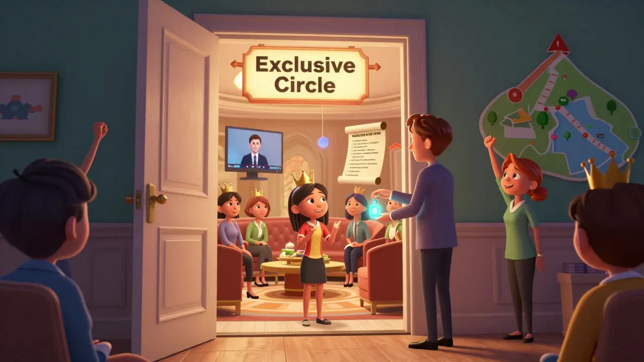 Закрытый клуб для постоянных клиентов с коронами, эксклюзивными вебинарами и ключом доступа.