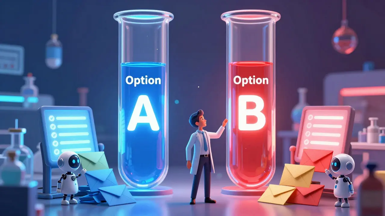 Процесс A/B тестирования заголовков писем в высокотехнологичной лаборатории